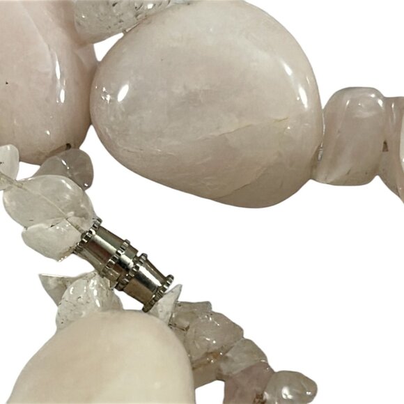 White Quartz Nugget Bead Necklace Natural Polished Gemstone Chippy READ - Picture 7 of 9